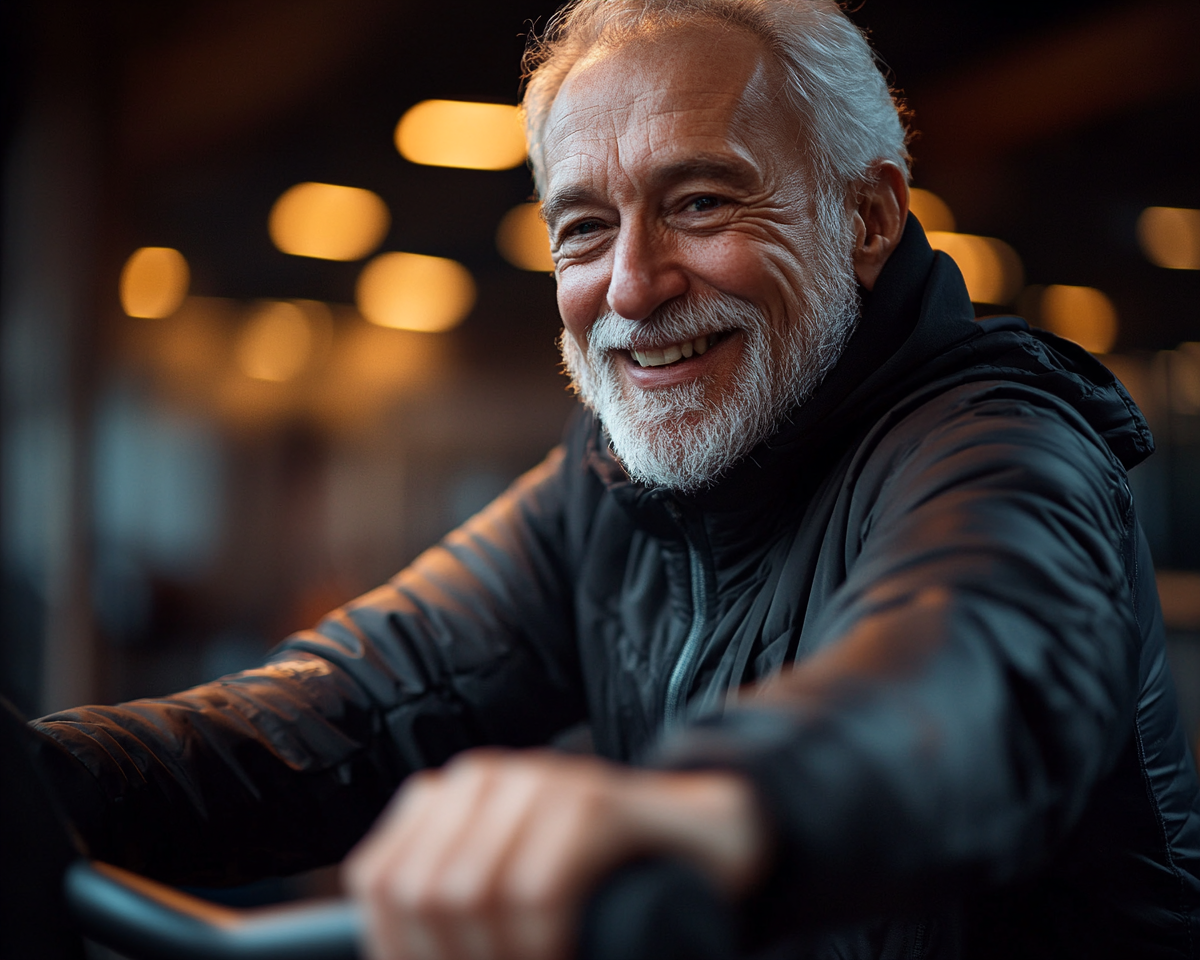 Група активних людей 55+ років під час групового заняття фітнесом